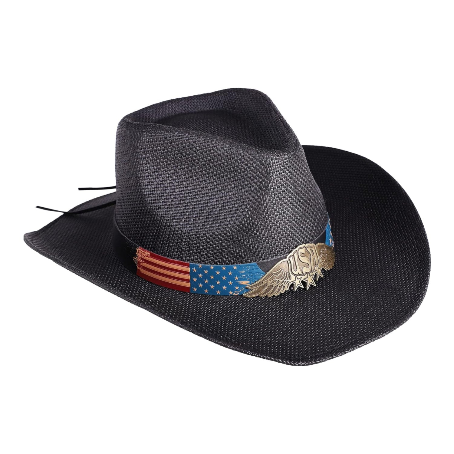Livingston woven straw cowboy hat with hat band, men's and women's fashion accessory, outdoor sun protection, stylish western hat
