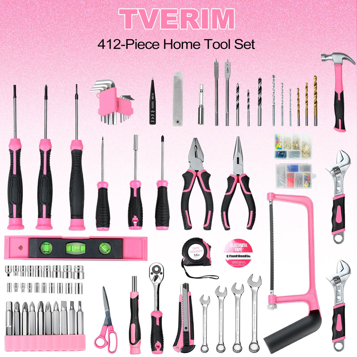 412 Piece Tool Set Home Repair Auto Tool Kit with Storage - TVERIM Official Imagery - 5
