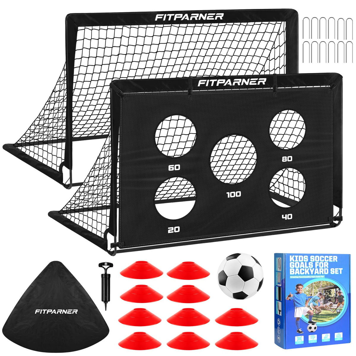 Soccer Goal Backyard Soccer Goals for Kids 2 Pack 4x3 6x4 FT - FITPARNER Official Imagery - 2