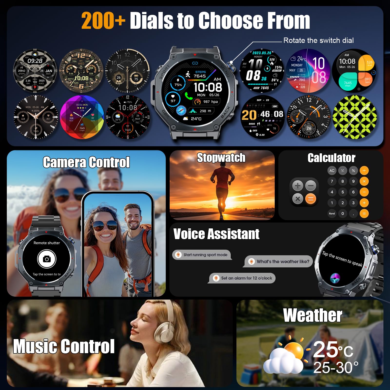 Jugeman Military Smart Watch for Men with Dual-Band GPS, 5ATM Waterpro - View 8