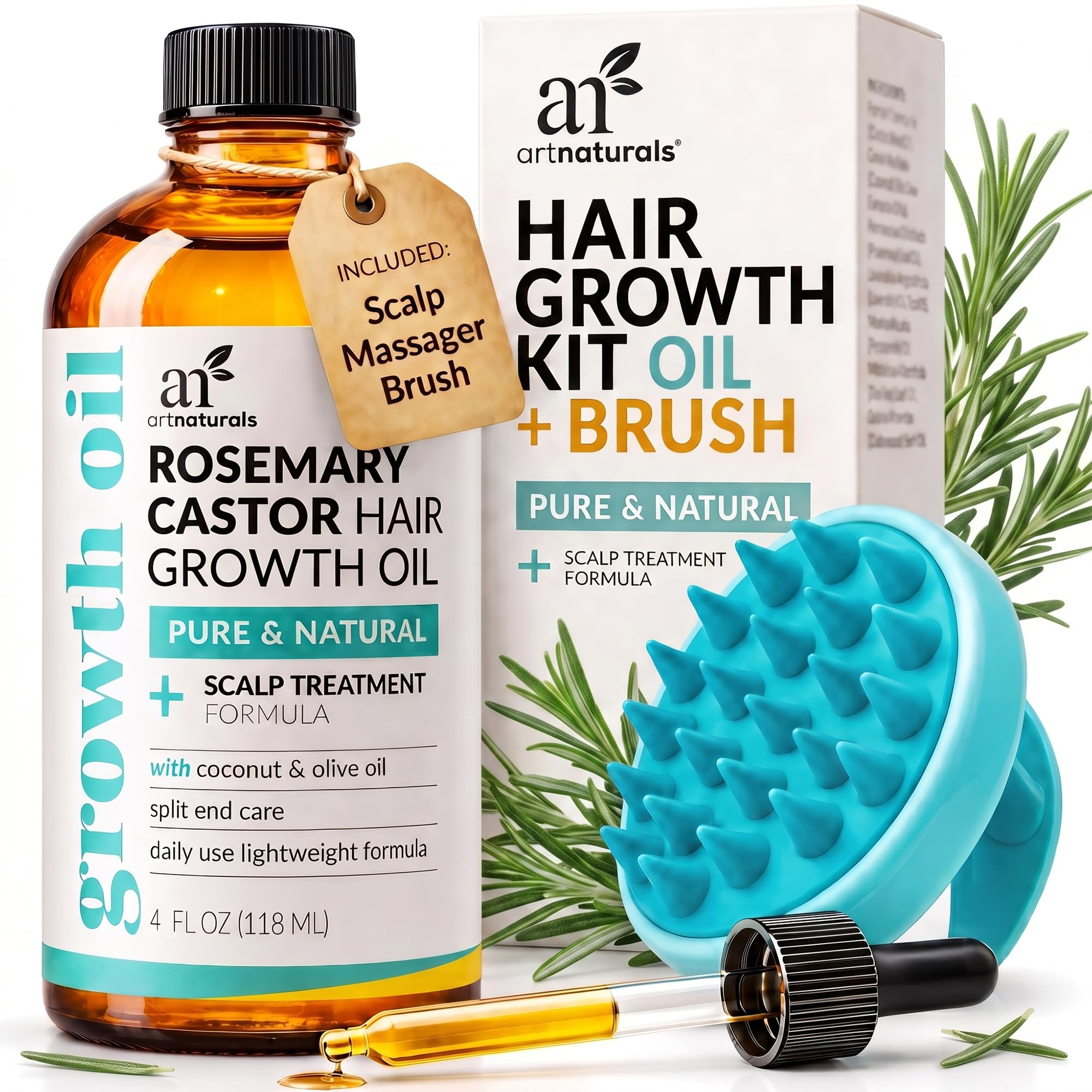 ArtNaturals Rosemary Oil for Hair Growth & Castor Oil Set, 4 oz, Women - View 2