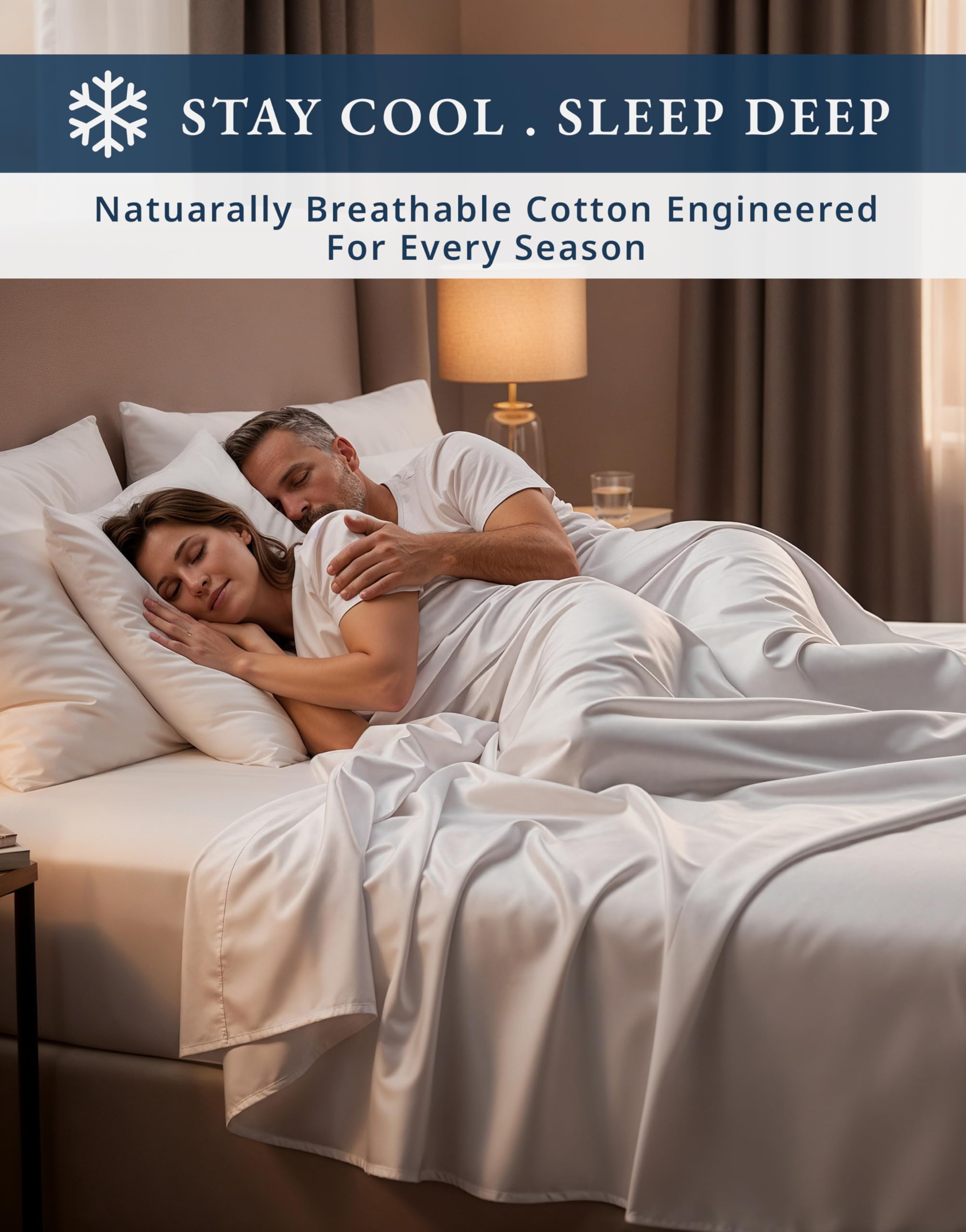 LANE LINEN 100% Egyptian Cotton Sheets Queen Size Sateen Weave - - LANE LINEN Official Product View 7