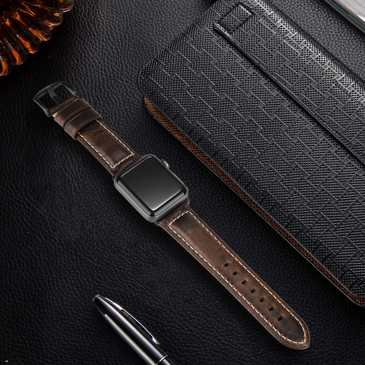 HUAFIY Genuine Leather Apple Watch Band 42/44/45/46/49mm