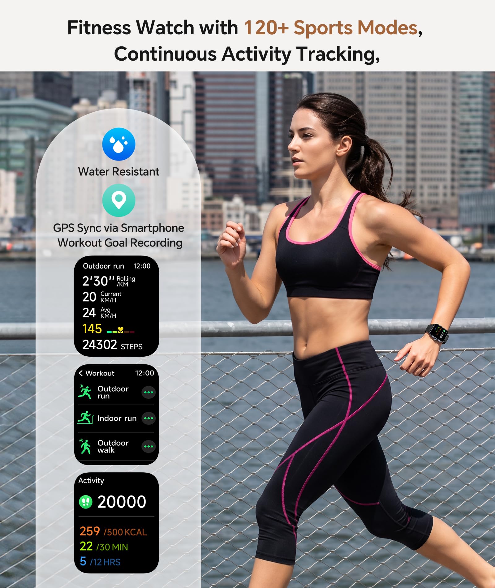 Quican Smart Watches for Women/Men, 2 Bands, Compatible for Android iP - View 4