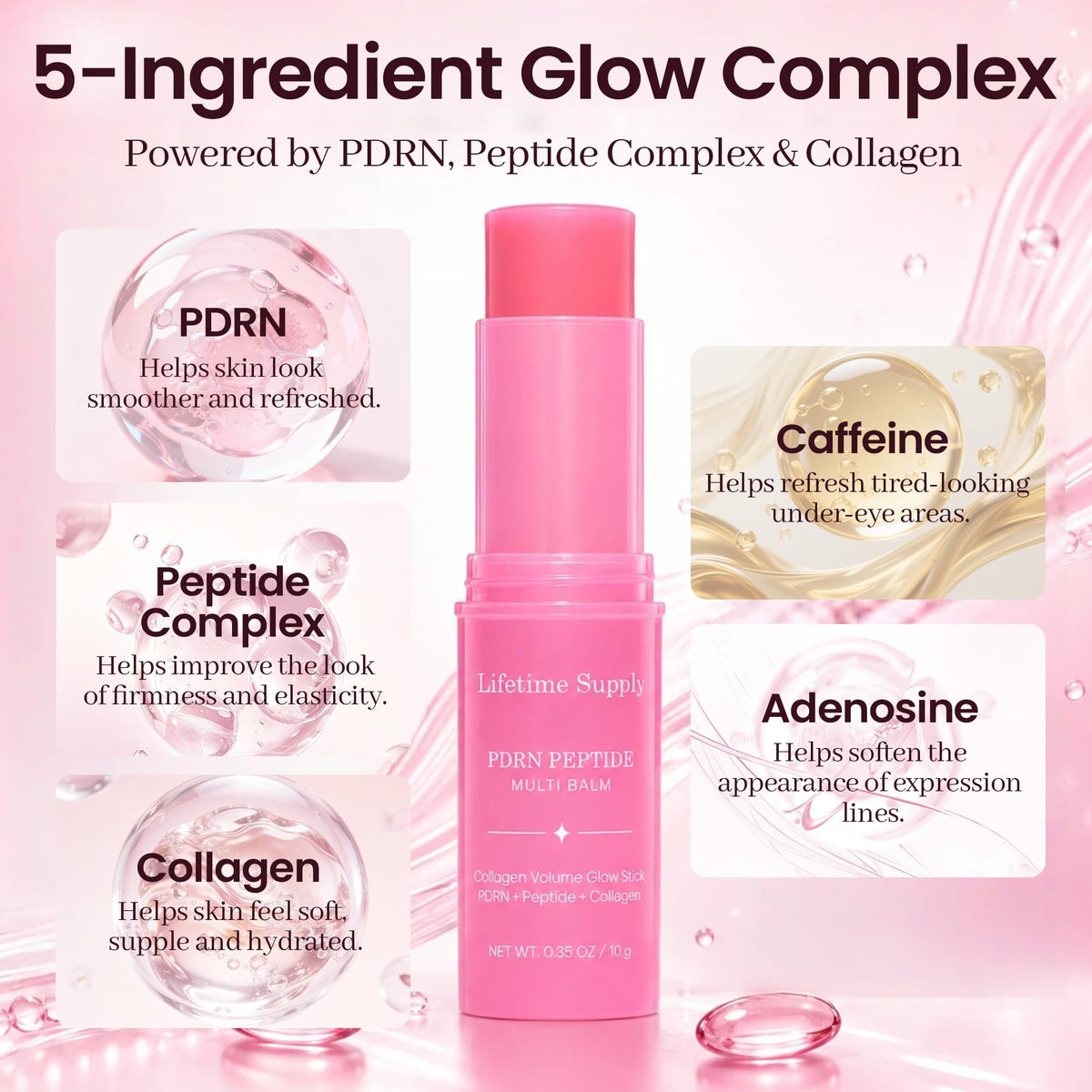 2PCS PDRN Pink Collagen Volume Multi Balm Stick for Face - Lifetime Supply Official Imagery - 4