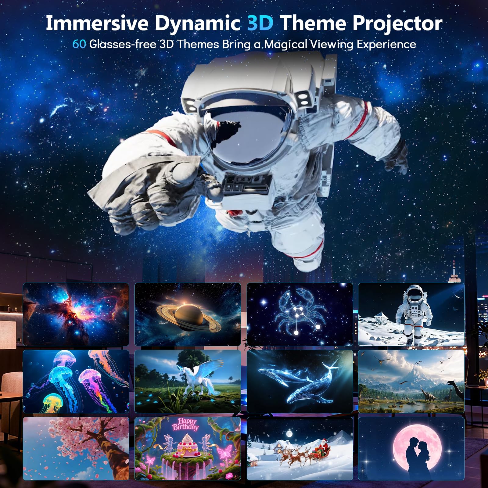 Rossetta 3D Galaxy Projector, 60 Scenes Star Light Projector for by Rossetta - Angle View 2