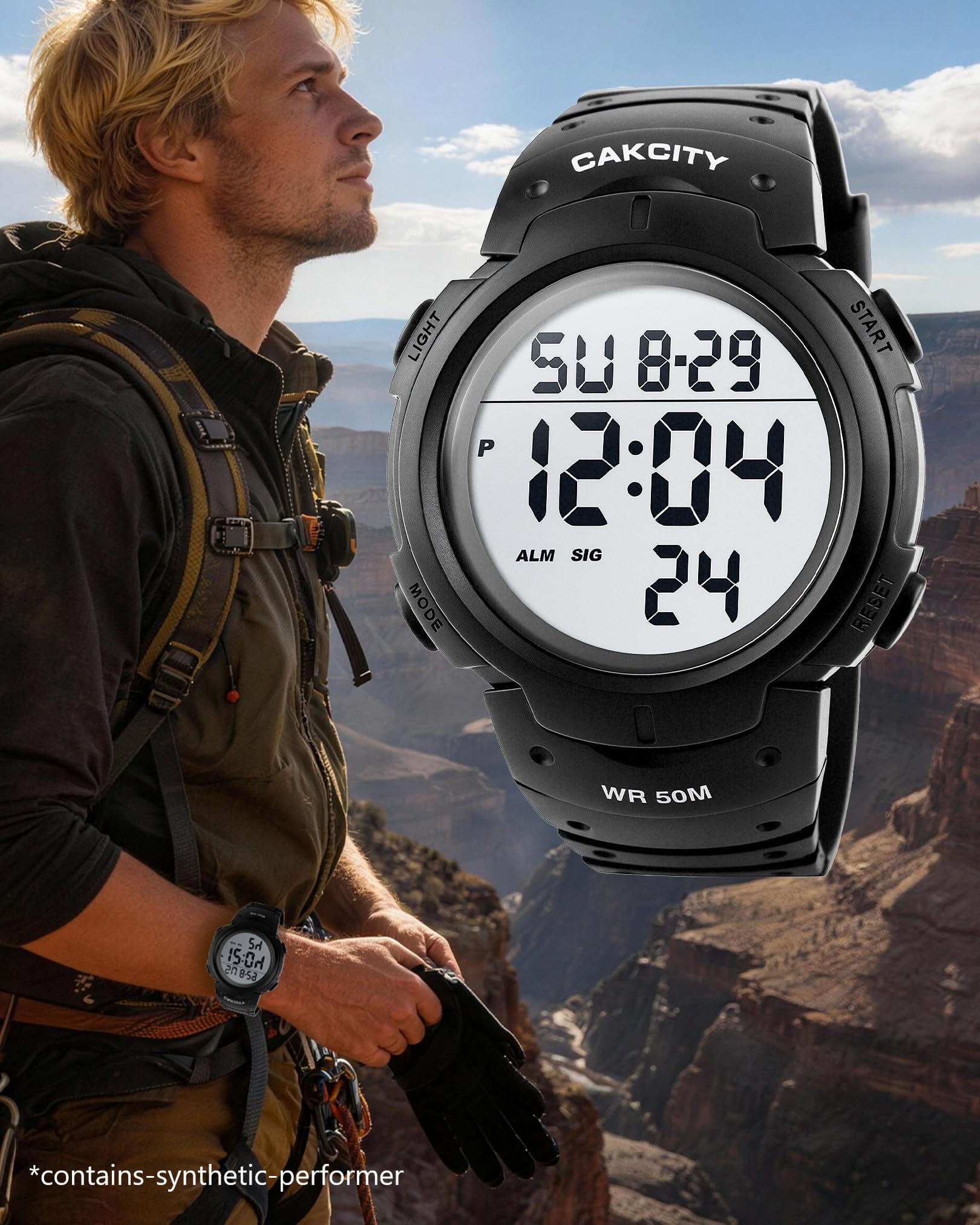 CakCity Digital Watch Mens, Waterproof Sport Wristwatch, Referee Stopw - View 9