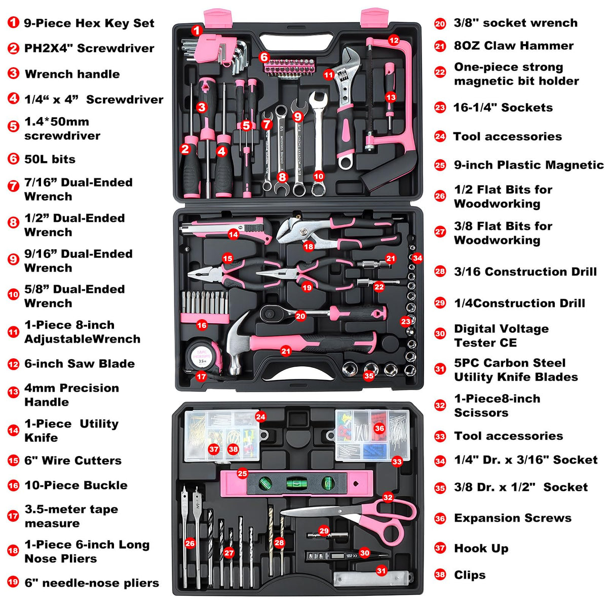412 Piece Tool Set Home Repair Auto Tool Kit with Storage - TVERIM Official Imagery - 6