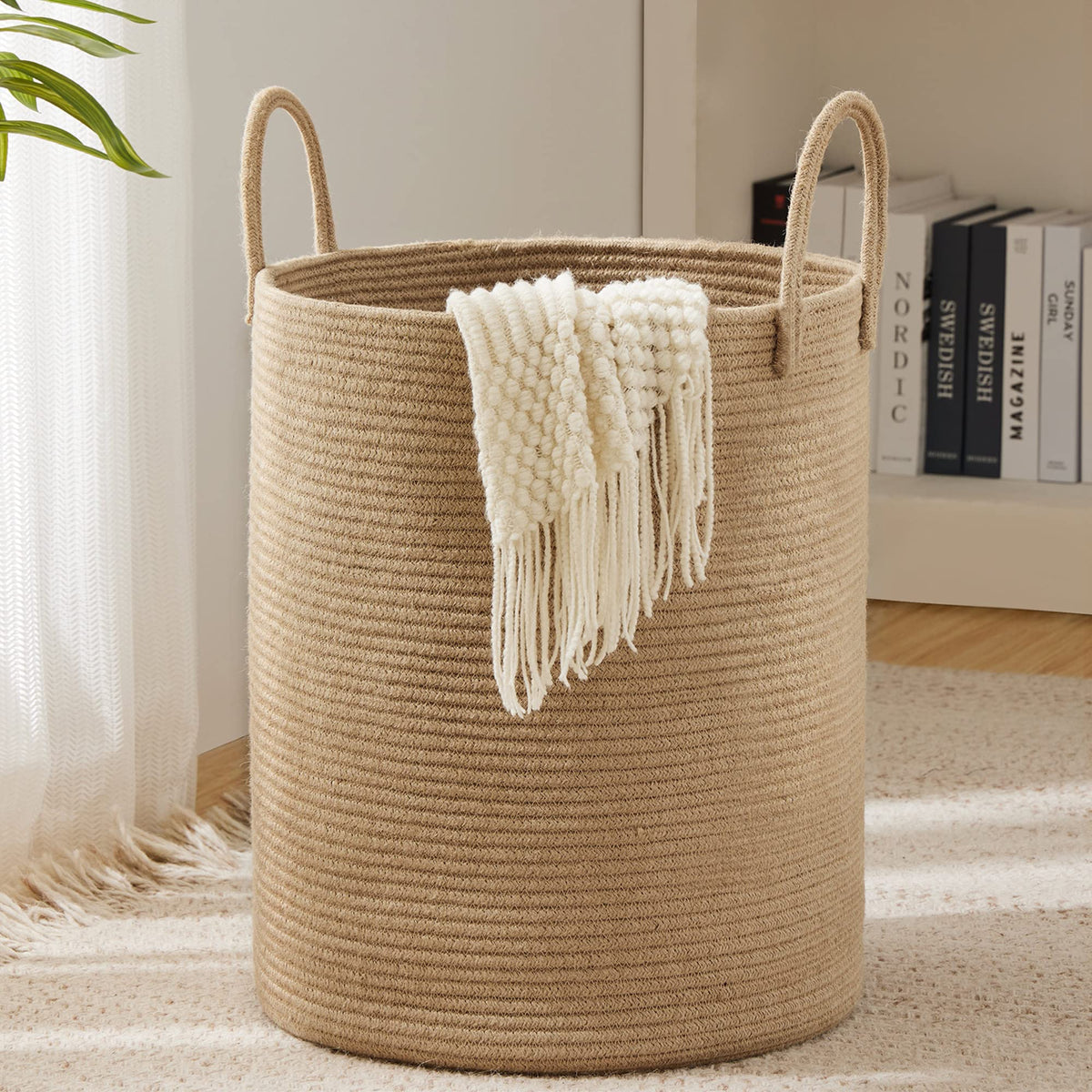 YOUDENOVA Jute Rope Laundry Hamper Basket 58L Blanket Basket - YOUDENOVA Official Imagery - 1