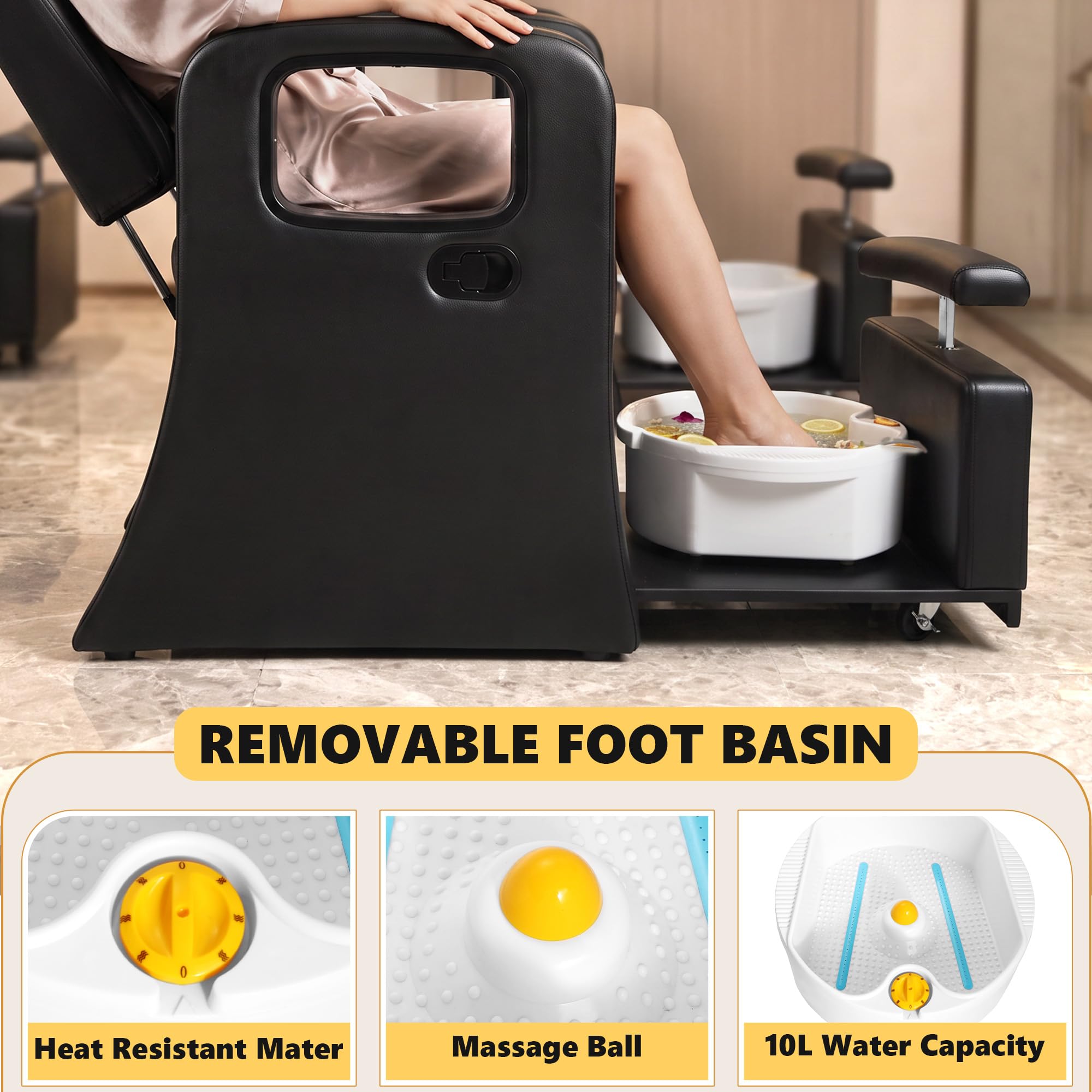 Hicomony Pedicure Chair for Nail Tech, Reclining Spa Chair Stool Included