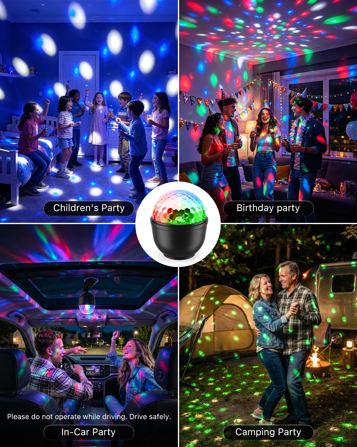 2 Pack Cupcake RGB Disco Ball Lights for Party Ambient Night - FALOVE Official Imagery - 4