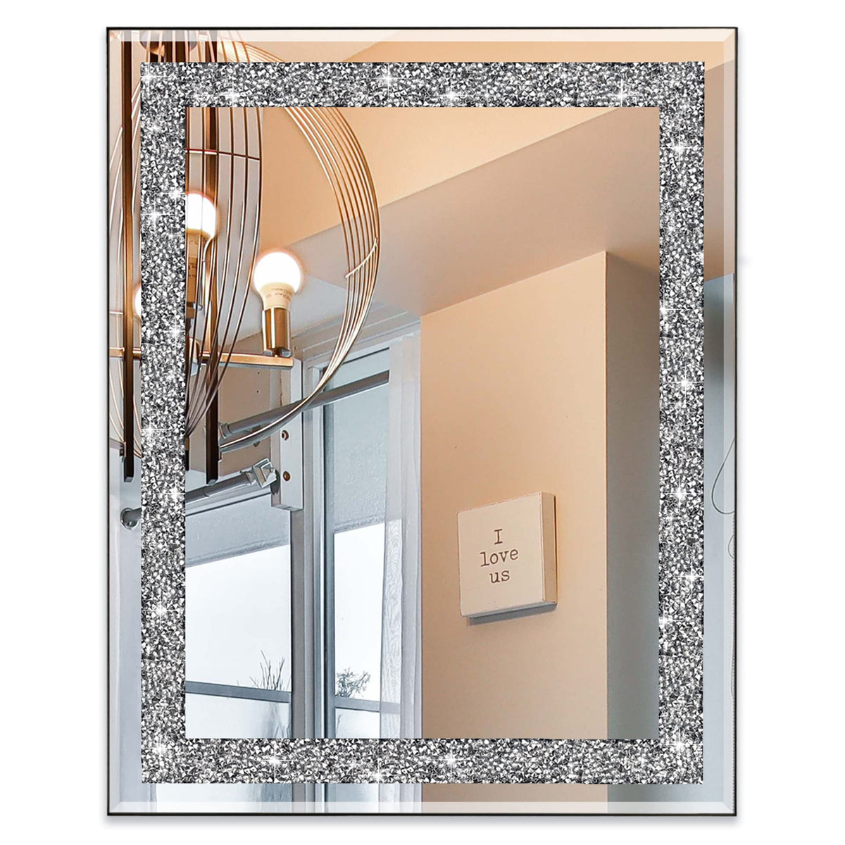 Rectangular Crystal Crush Diamond Mirror for Wall Decoration - Ruomeng Official Imagery - 1