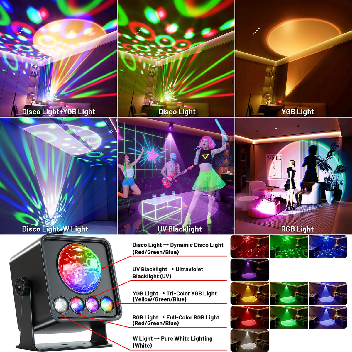 Disco Ball Party Lights Disco Light Sunset Lamp Projector - OIEZISRO Official Imagery - 3