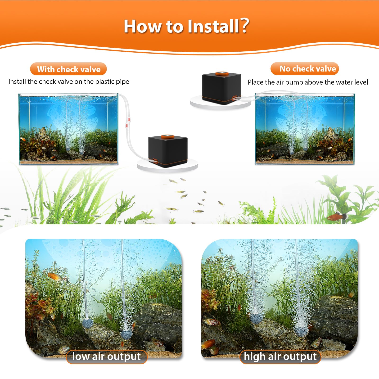 hygger Strong Aquarium Air Pump for Medium Large Fish Tank, Hydroponic Systerm, - hygger Official Product View 6