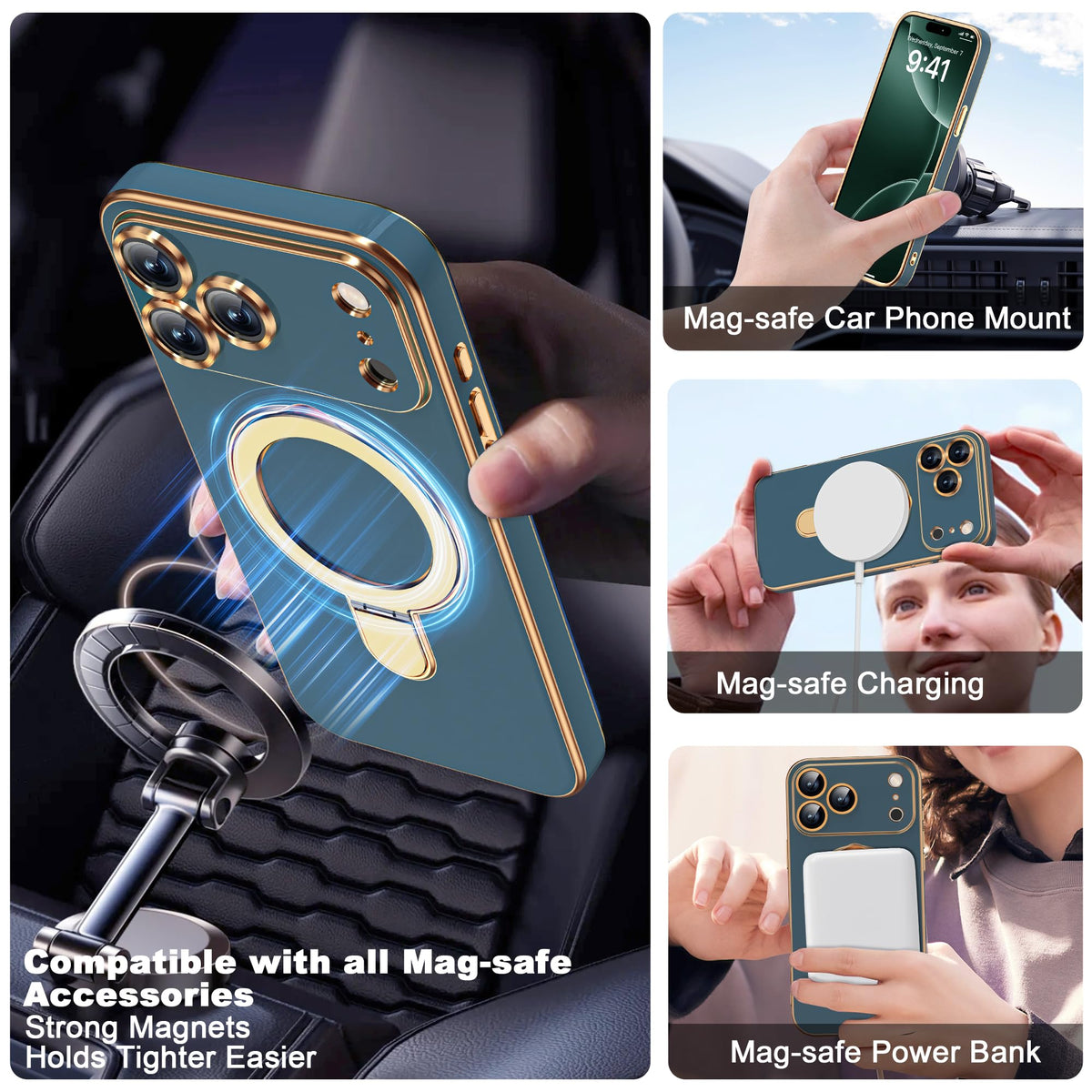 Plating Phone Case for iPhone 17 Pro with Stand 6 3 Grey - ETPESOK Official Imagery - 5