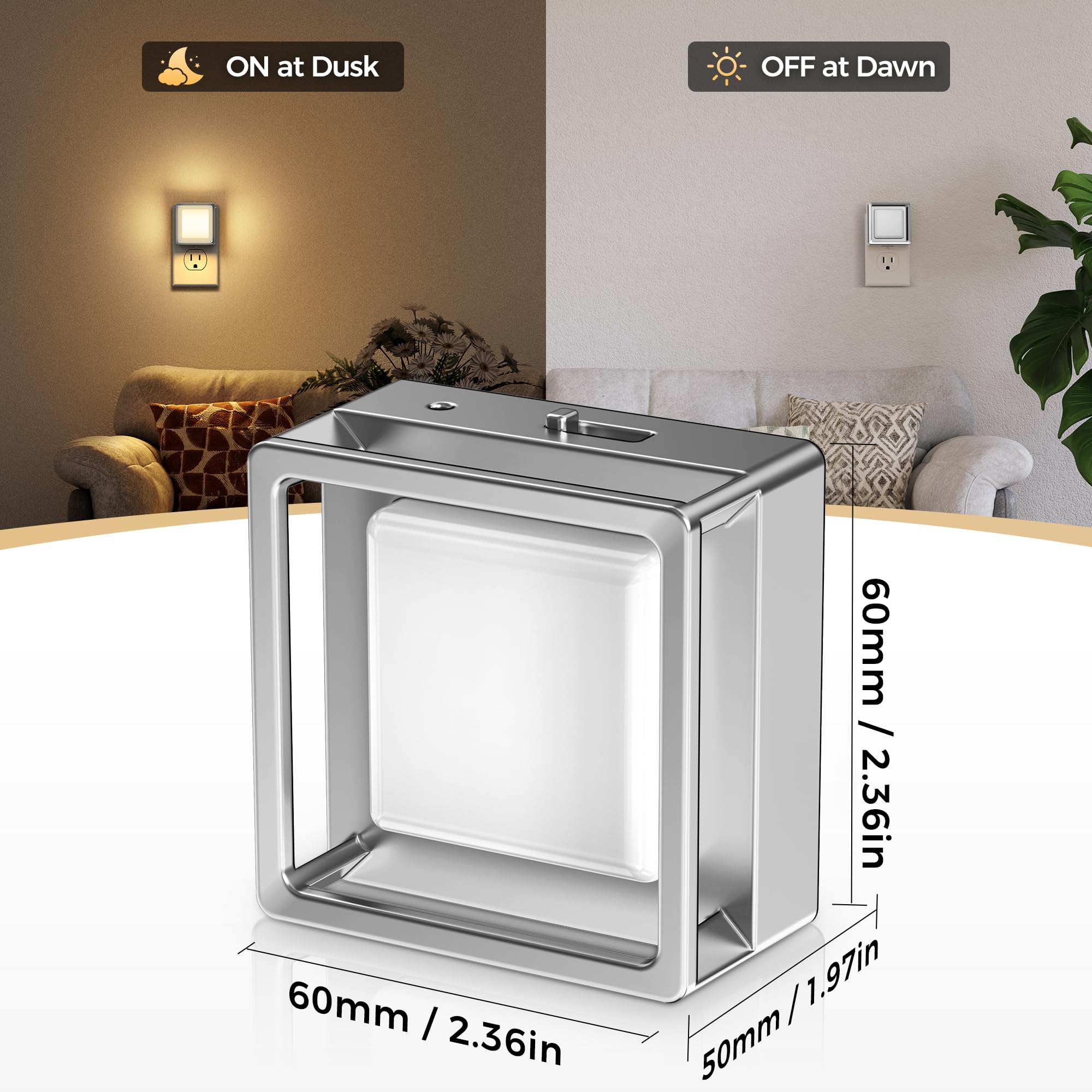 DORESshop Night Light,Night Lights Plug into Wall,2 Pack 3000K Nightlight - DORESshop Official Product View 4