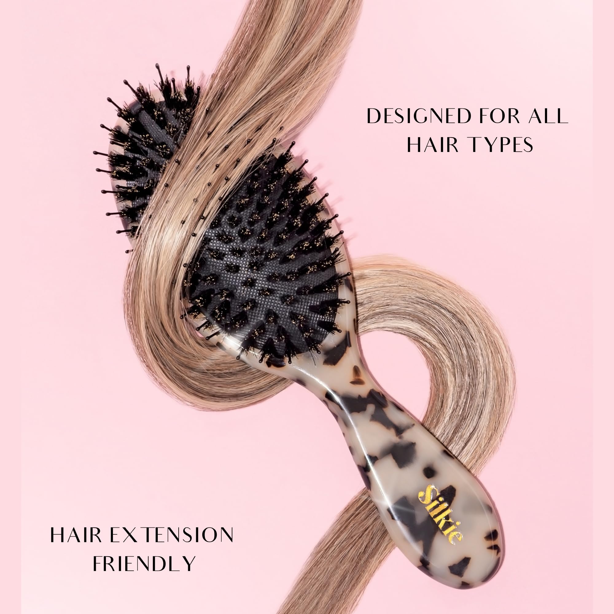Silkie Acetate Resin Ultimate Smoothing Boar Bristle Brush Shine Detan - View 6