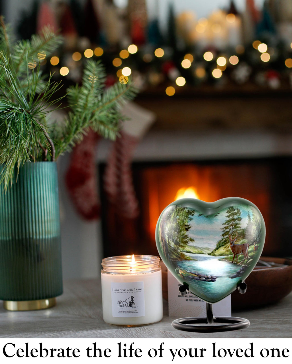 Deer Heart Keepsake Urn for Ashes Hunting Urn Mini Buck Urn - Immortal-Memories Official Imagery - 3