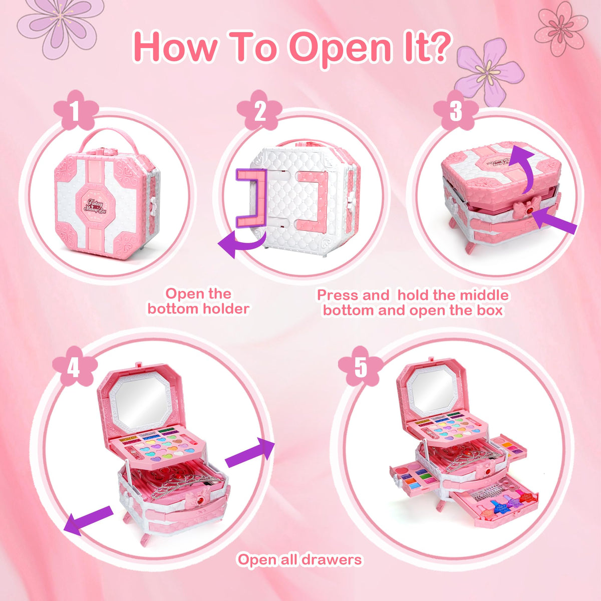 Kids Makeup Sets for Girls 5 8 68 Pcs Kids Makeup Kit for - Aimidola Official Imagery - 7