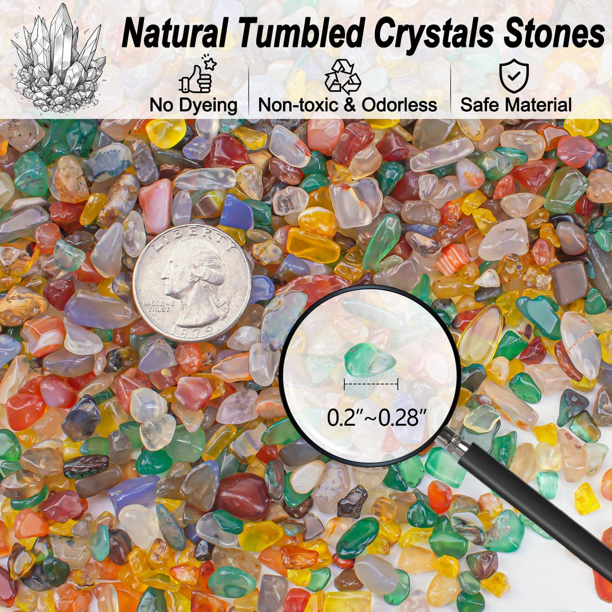 Colorful Agate Crystal Stones Crushed Quartz Chips Bulk 3 Lb - EZEELAI Official Imagery - 3