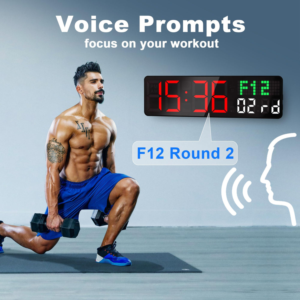 Home Gym Timer 12 Interval Workout Clock with Seconds - LUCORB Official Imagery - 4