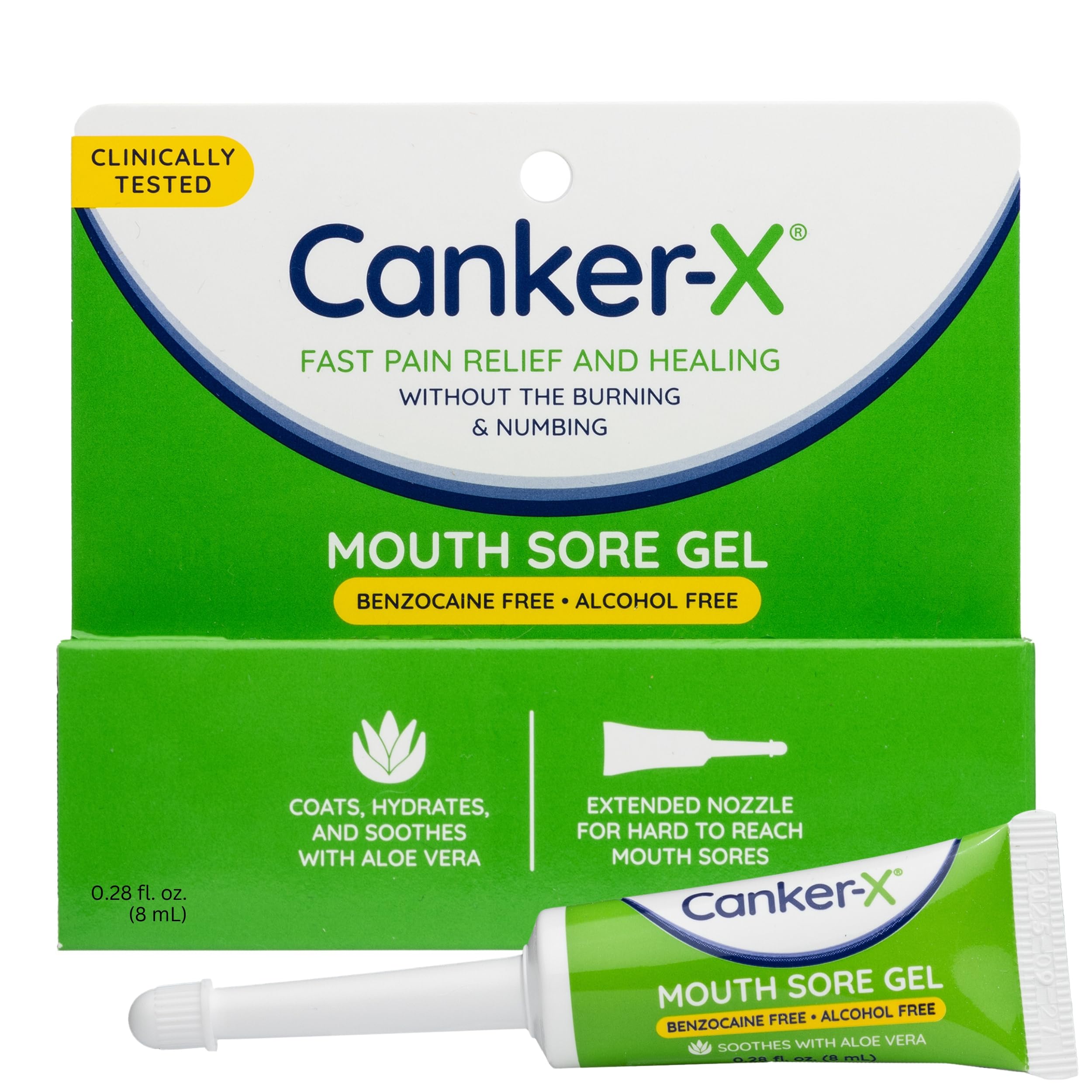 Canker-X Mouth Sore Gel, Fast Pain Relief, Benzocaine-Free, 0.28 Fl Oz