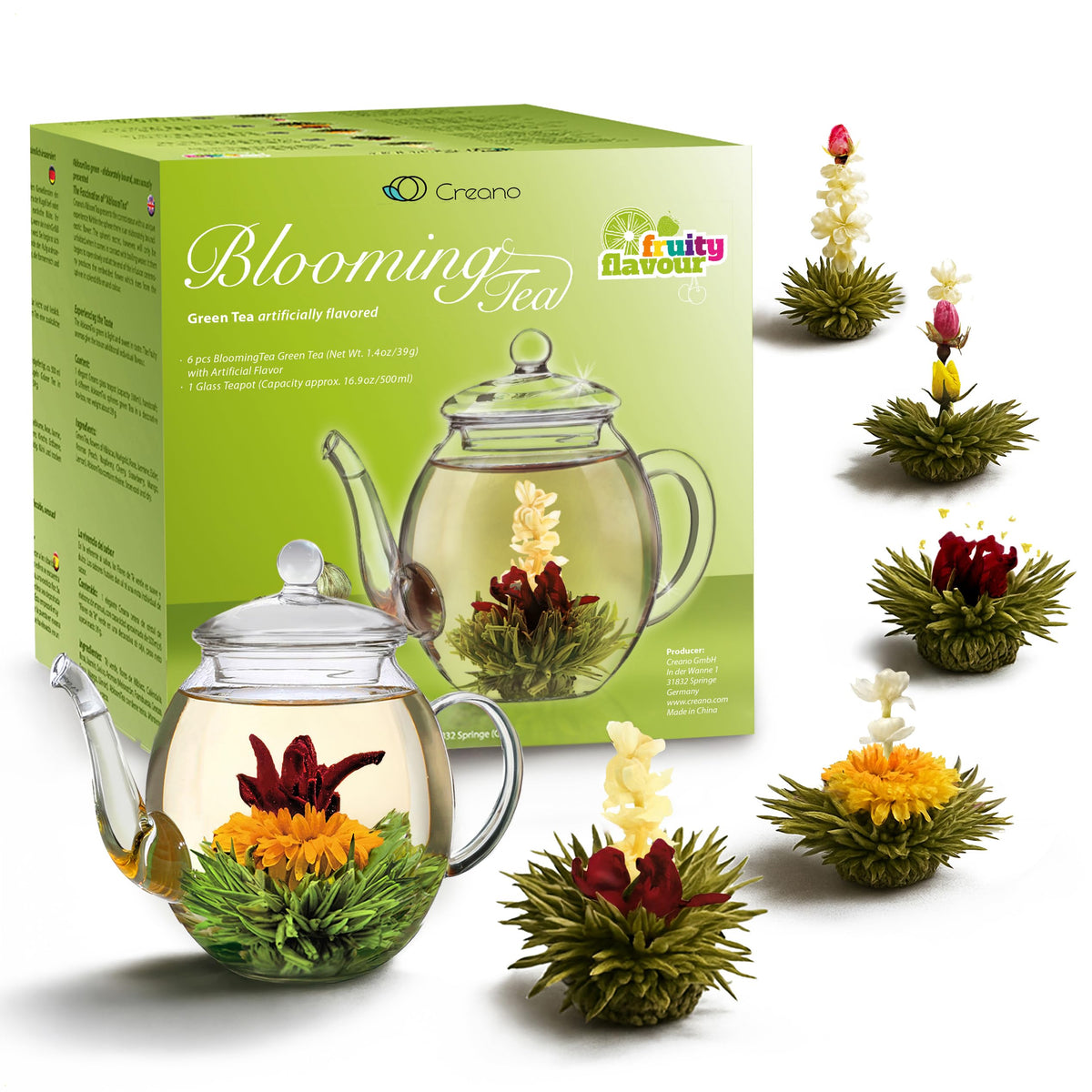 Creano Blooming Tea Gift Set with Glass Teapot 17oz - Creano Official Imagery - 2