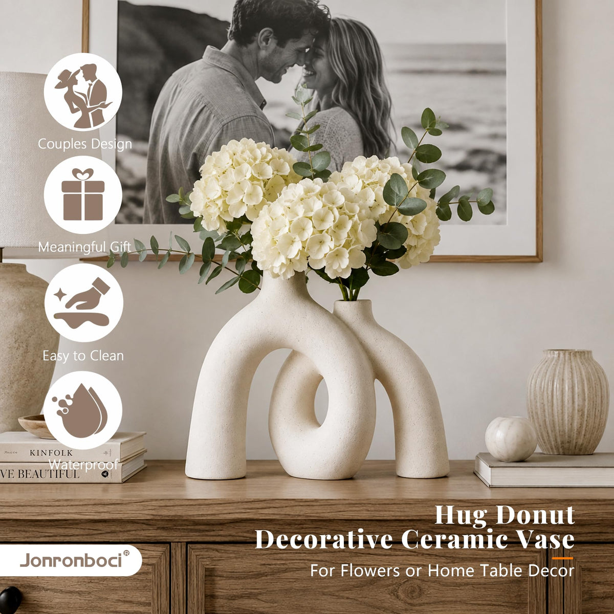 Hug Donut Decorative Ceramic Vase Set for Flower or Home - Jonronboci Official Imagery - 5
