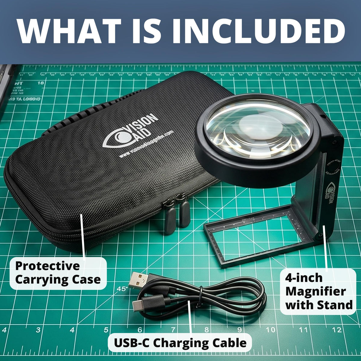 30X 10X Hands Free Magnifying Glass with Stand USB - Vision Aid Official Imagery - 6