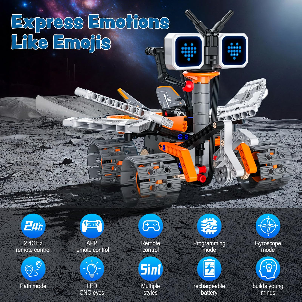STEM Robot Building Kit for Kids 8 12 5 in 1 App RC Toy - Aptrbg Official Imagery - 5