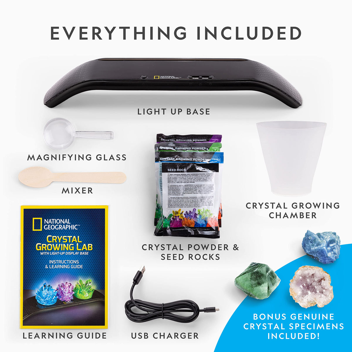 National Geographic Crystal Growing Kit with 3 Crystals for - Blue Marble Official Imagery - 4