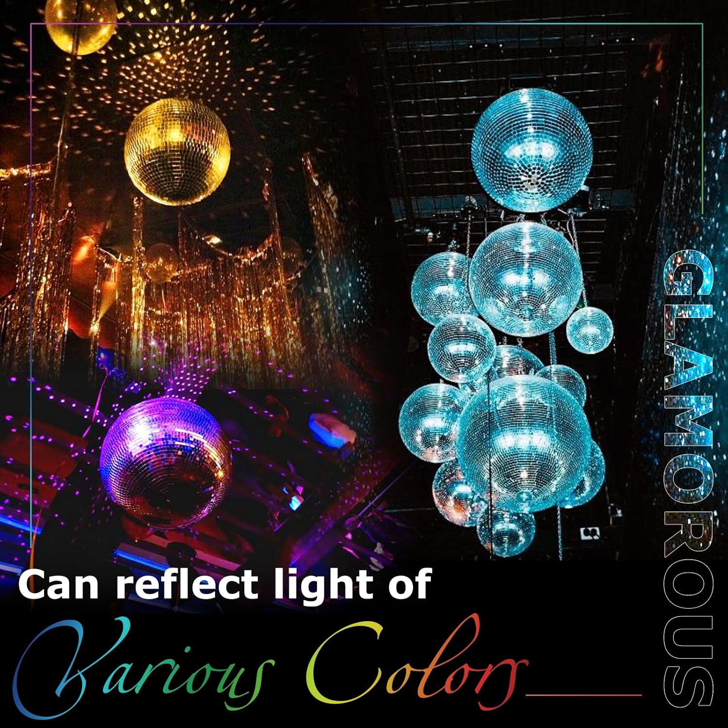 Large 16-inch hanging disco ball with reflective mirror surface, perfect for dance parties and disco decor by Youdepot