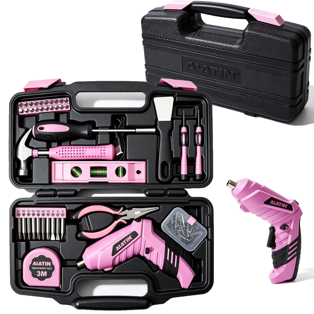 Electric Screwdriver Cordless 40Pcs Pink Tool Set - NIKI MOTORSPORTS Official Imagery - 1