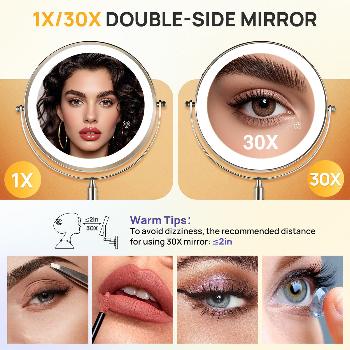 9 Wall Mounted Lighted Makeup Mirror 30X 1X Magnifying - SANFANGIE Official Imagery - 8