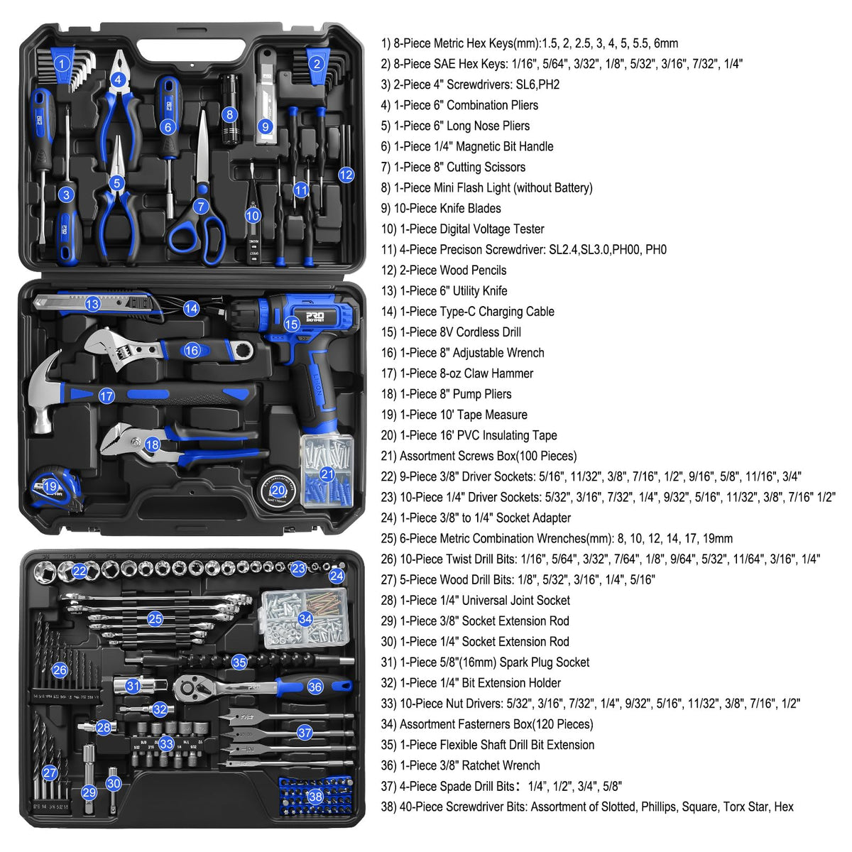 Prostormer 369 Piece Drill Tool Sets Combo Kit Blue - Prostormer Official Imagery - 4
