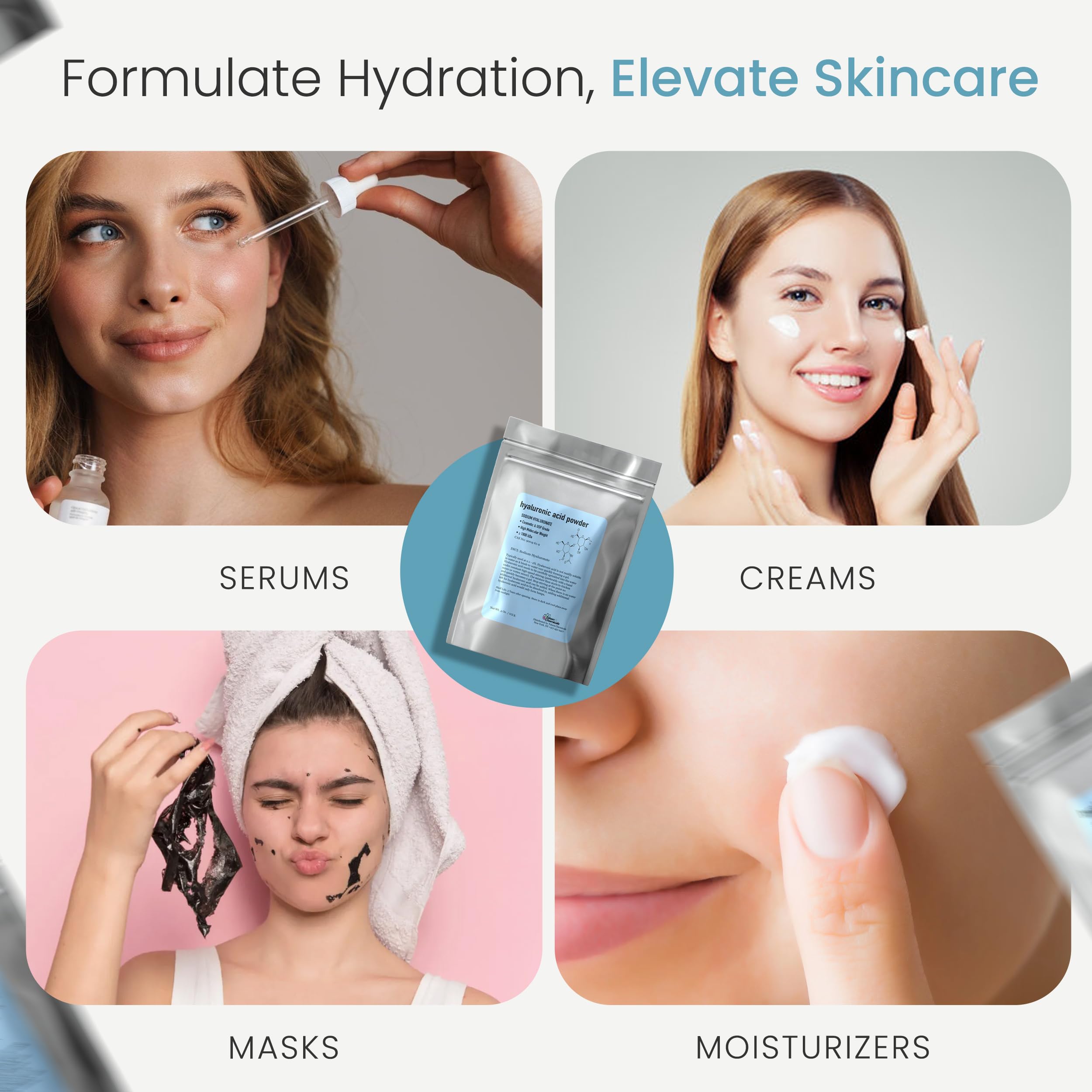 Talsen Chemicals Pure Hyaluronic Acid Powder 1800 kDa+ Natural Cosmetic Grade, - Talsen Chemicals Official Product View 6
