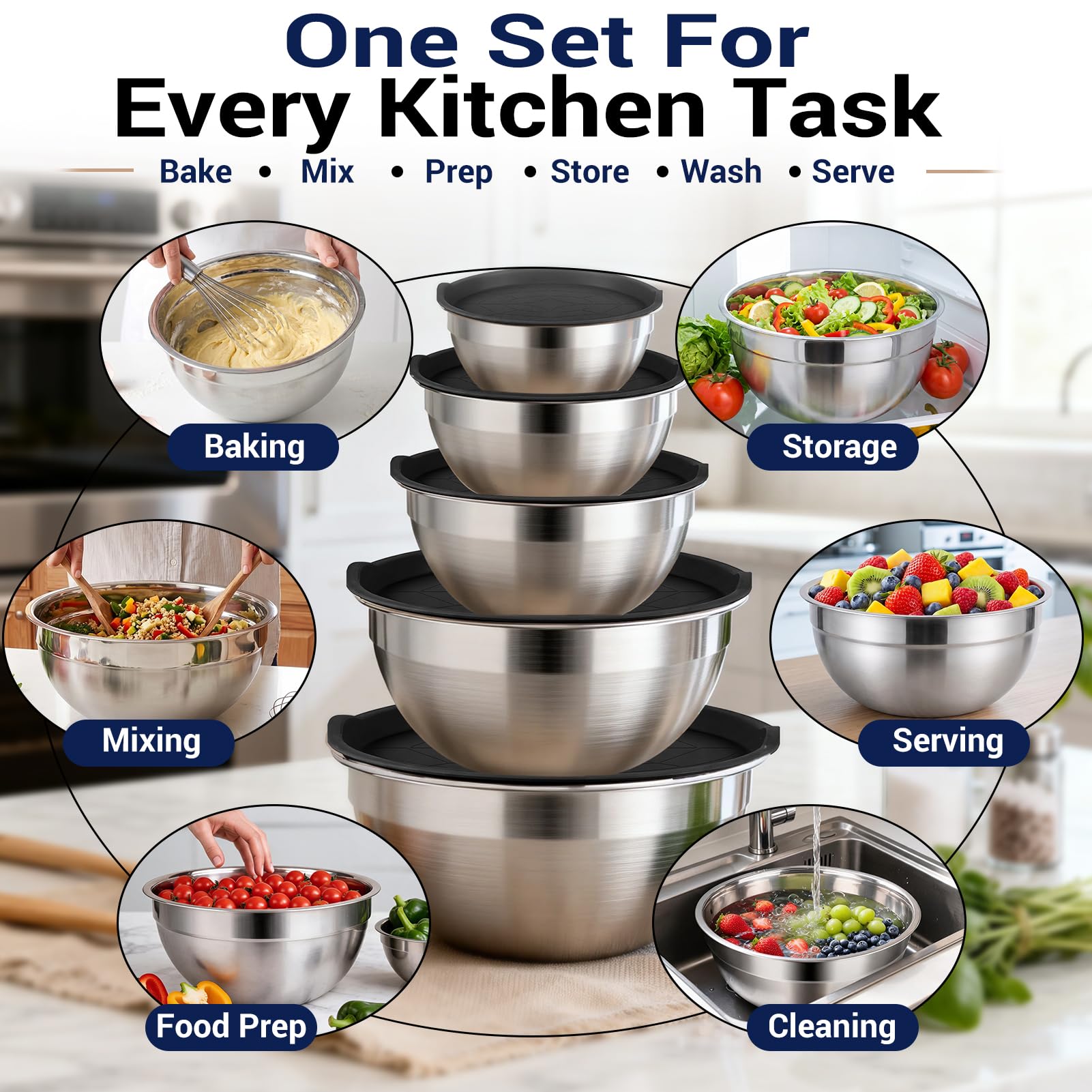 WEPSEN Mixing Bowls Set, 25PCS Stainless Steel Mixing Bowl with L - WEPSEN Official Product View 7
