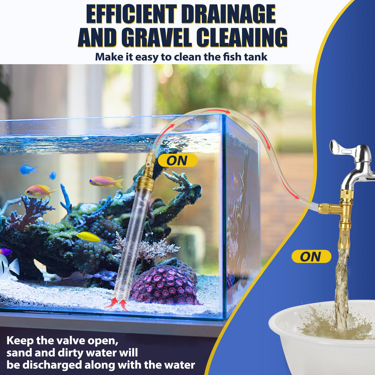 Gravel Vacuum for Aquarium Water Changer Fish Tank Cleaning - GADFISH Official Imagery - 7