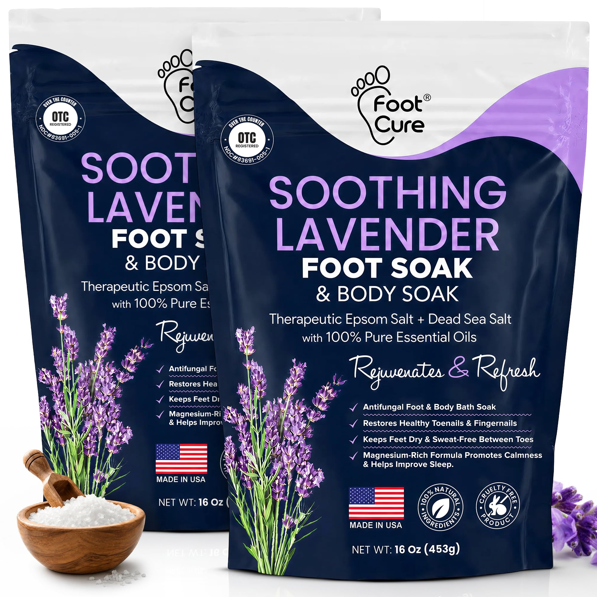 Tea Tree Oil Epsom Salt Foot Soak for Toenail Fungus Treatment, - FOOT CURE