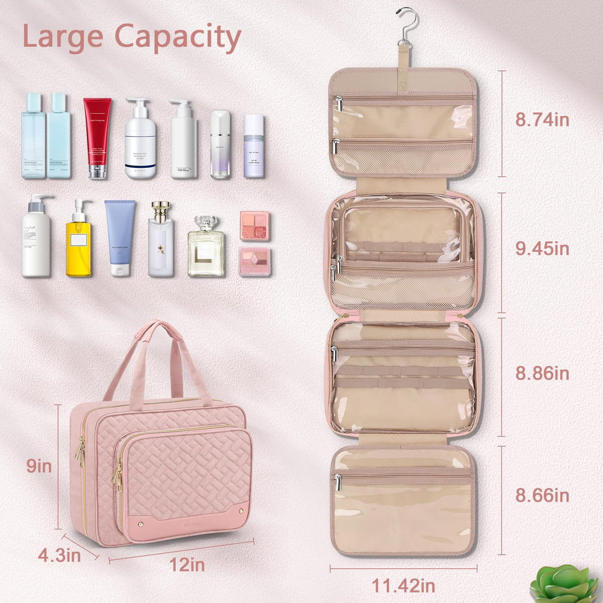 Toiletry Bag for Women Hanging Travel Toiletry Bag with - Wedama Official Imagery - 4