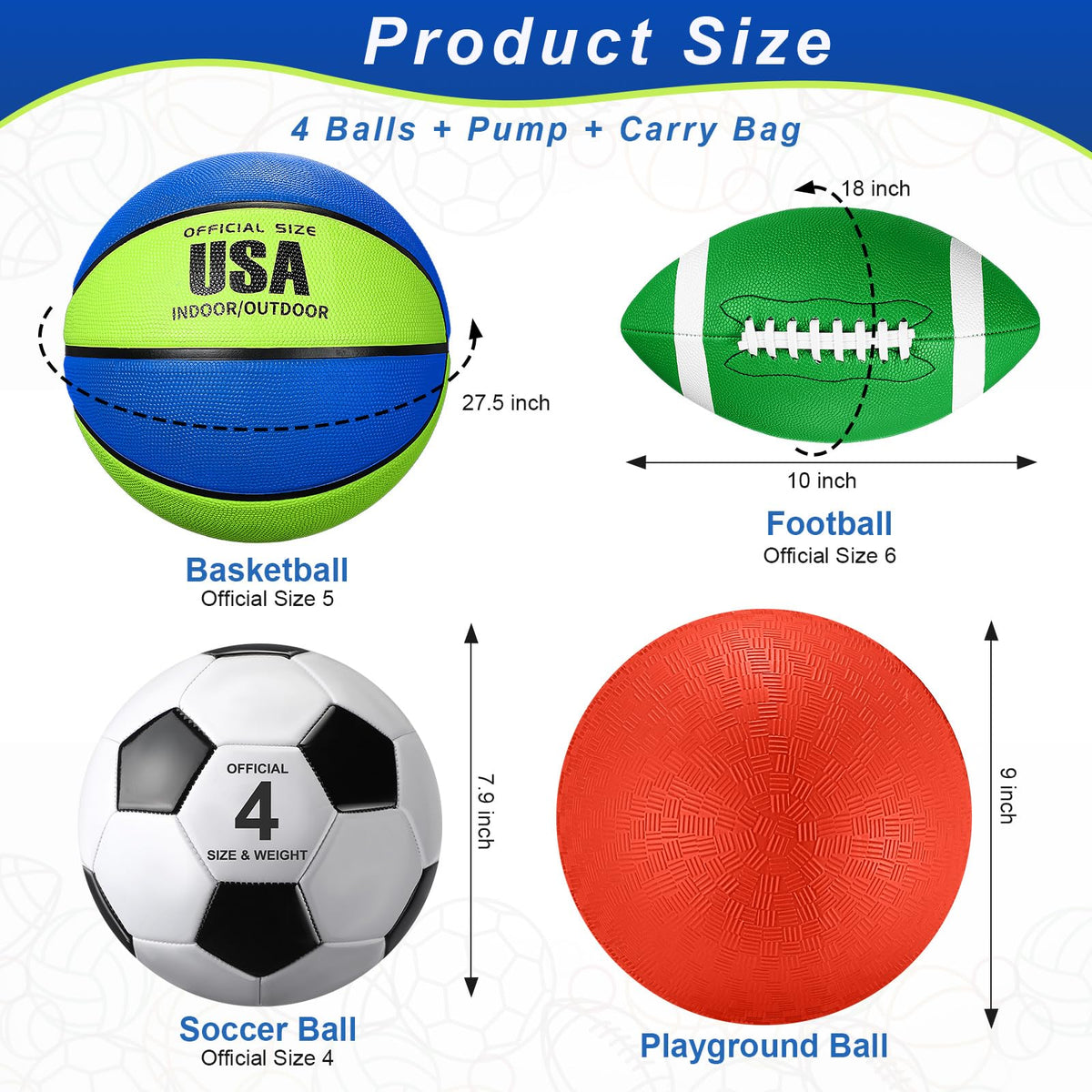 Deekin 4 Pcs Sport Balls Set for Kid Teen Playground Ball - Deekin Official Imagery - 4