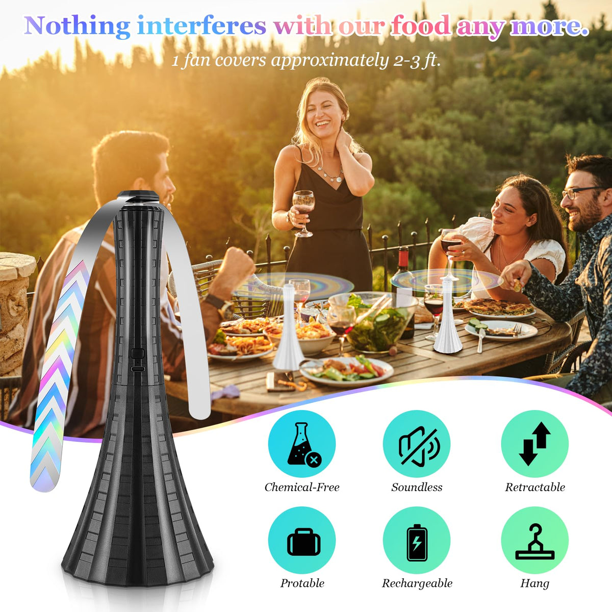 Fly Fans for Tables Rechargeable Flies Fan to Keep Flies - Adawook Official Imagery - 3