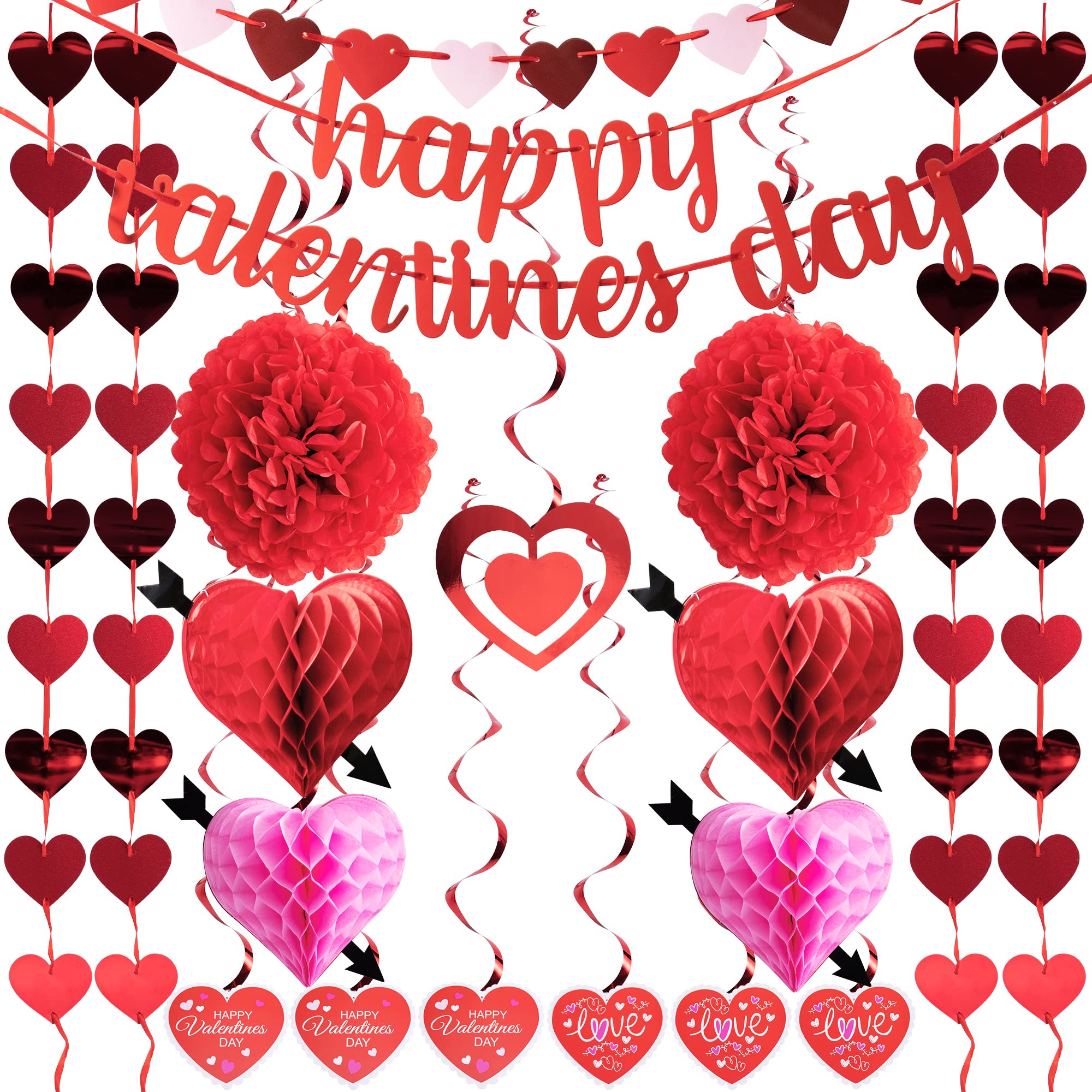 JOYIN 20 Packs Valentine’s Day Swirl String Cutout with Garland - Product Imagery