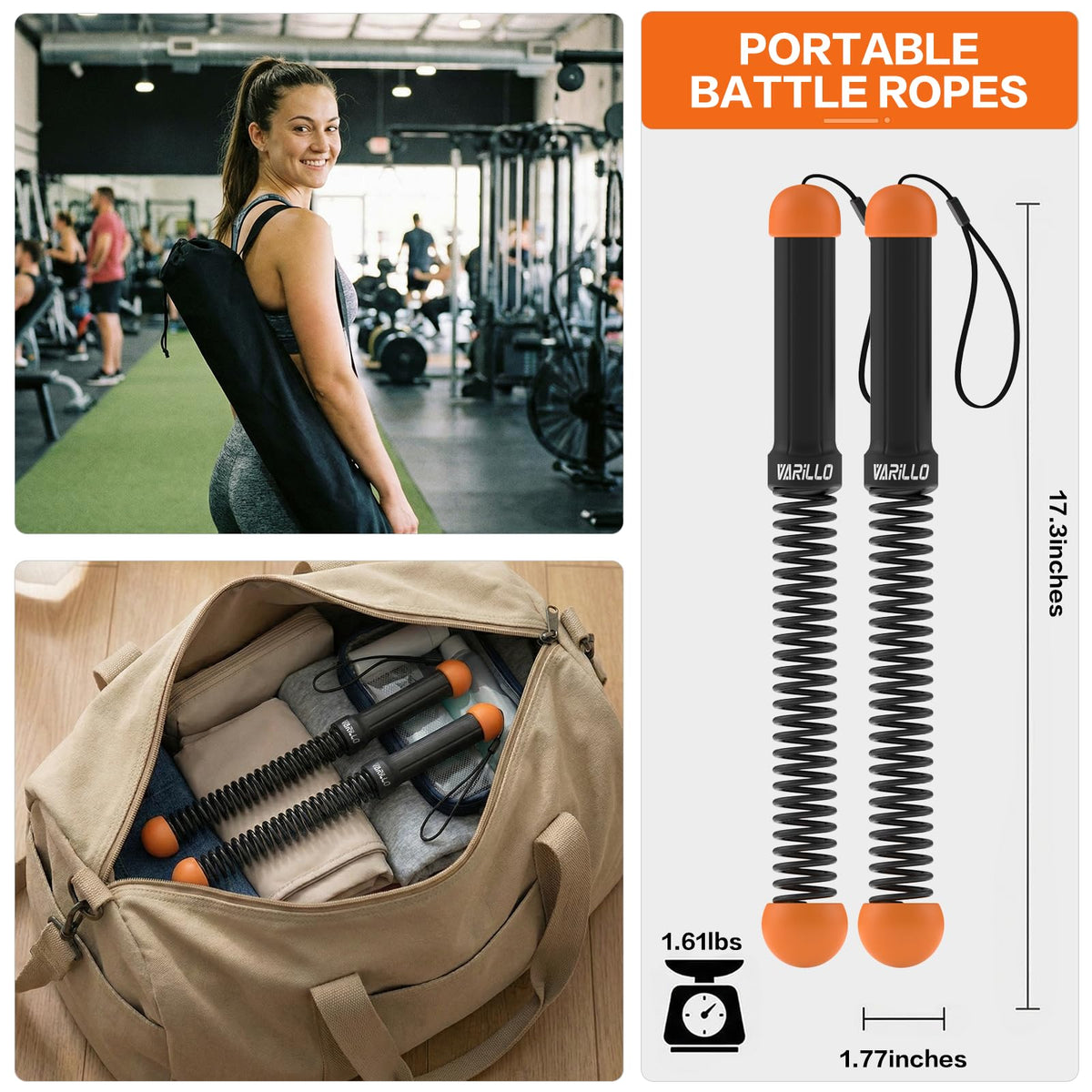 Ropeless Battle Ropes for Home Gym Portable Cordless - Varillo Official Imagery - 7