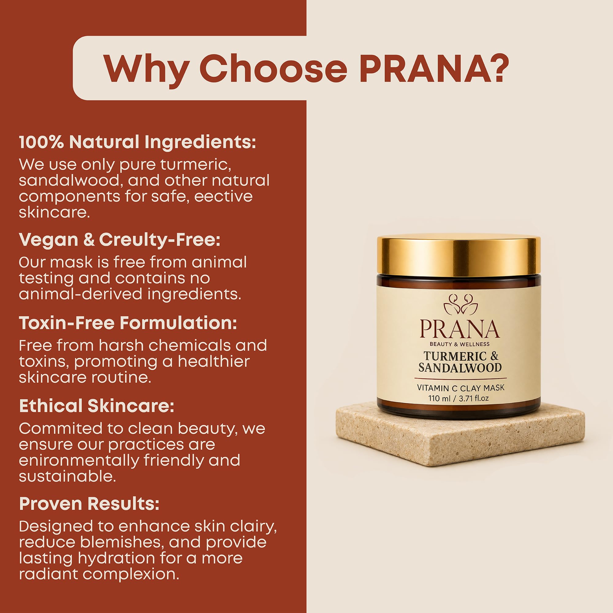 PRANA Beauty Turmeric &amp; Sandalwood Face Mask 110ml - PRANA BEAUTY &amp; WELLNESS