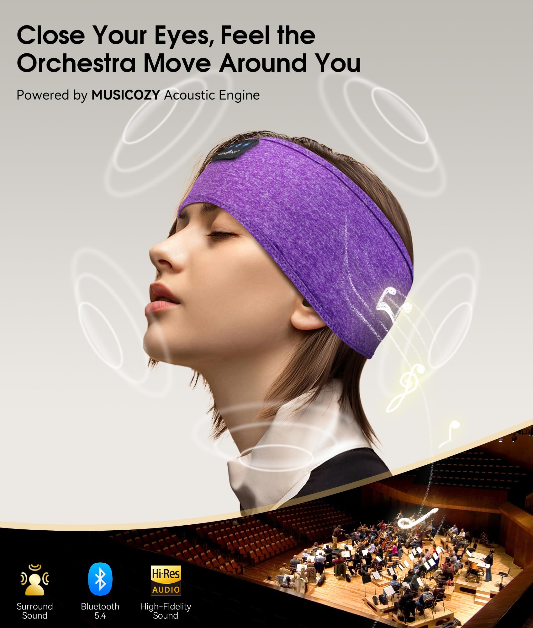MUSICOZY Bluetooth 5.4 Sleep Headphones Headband Sports Wireless - MUSICOZY Official Product View 4