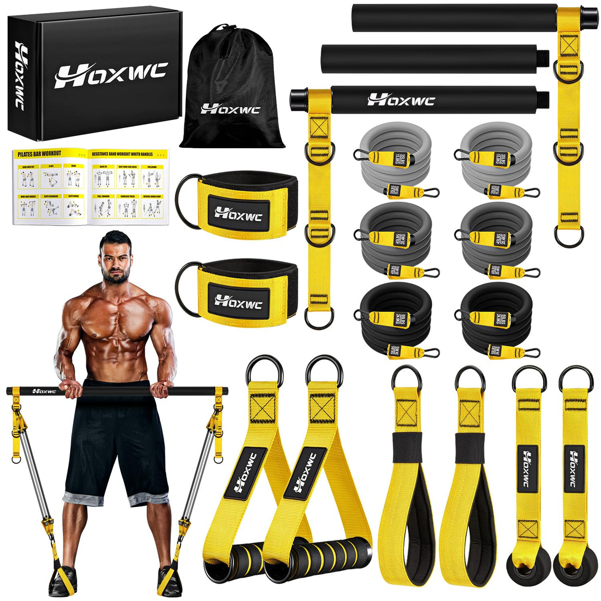 Heavy Pilates Equipment Portable Pilates Bar Kit with - HOXWC Official Imagery - 1