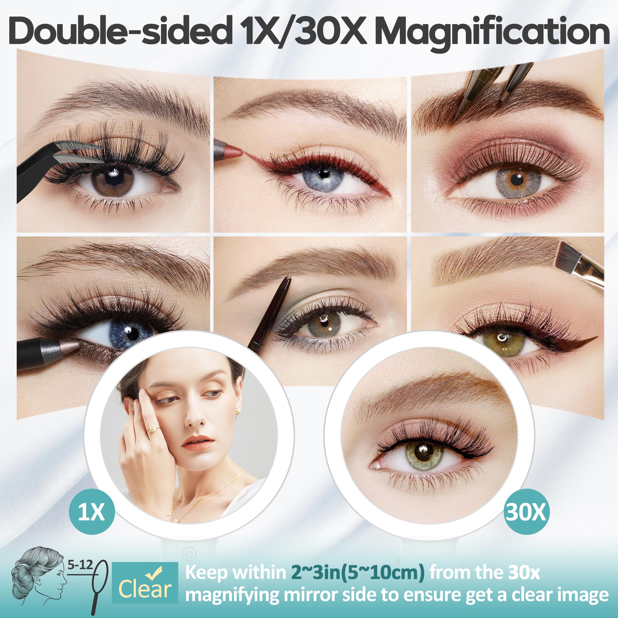 B Beauty Planet Magnifying Mirror with Light 30X, Double-Sided 1X/ 30X Magnifyin - B Beauty Planet Official Product View 5