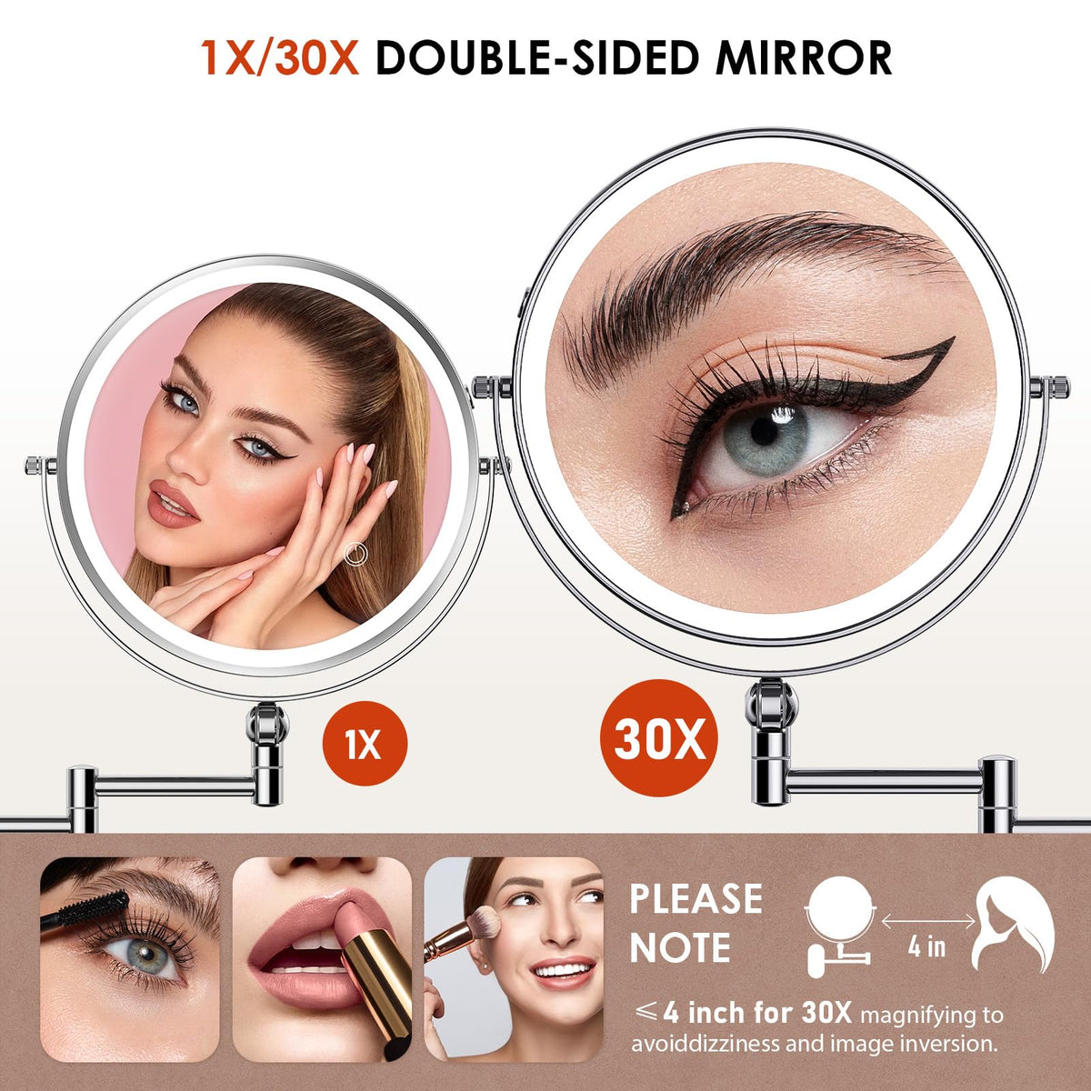 ZLOKLA 9 Wall Mounted Lighted Makeup Mirror 4000mAh - ZLOKLA Official Imagery - 5