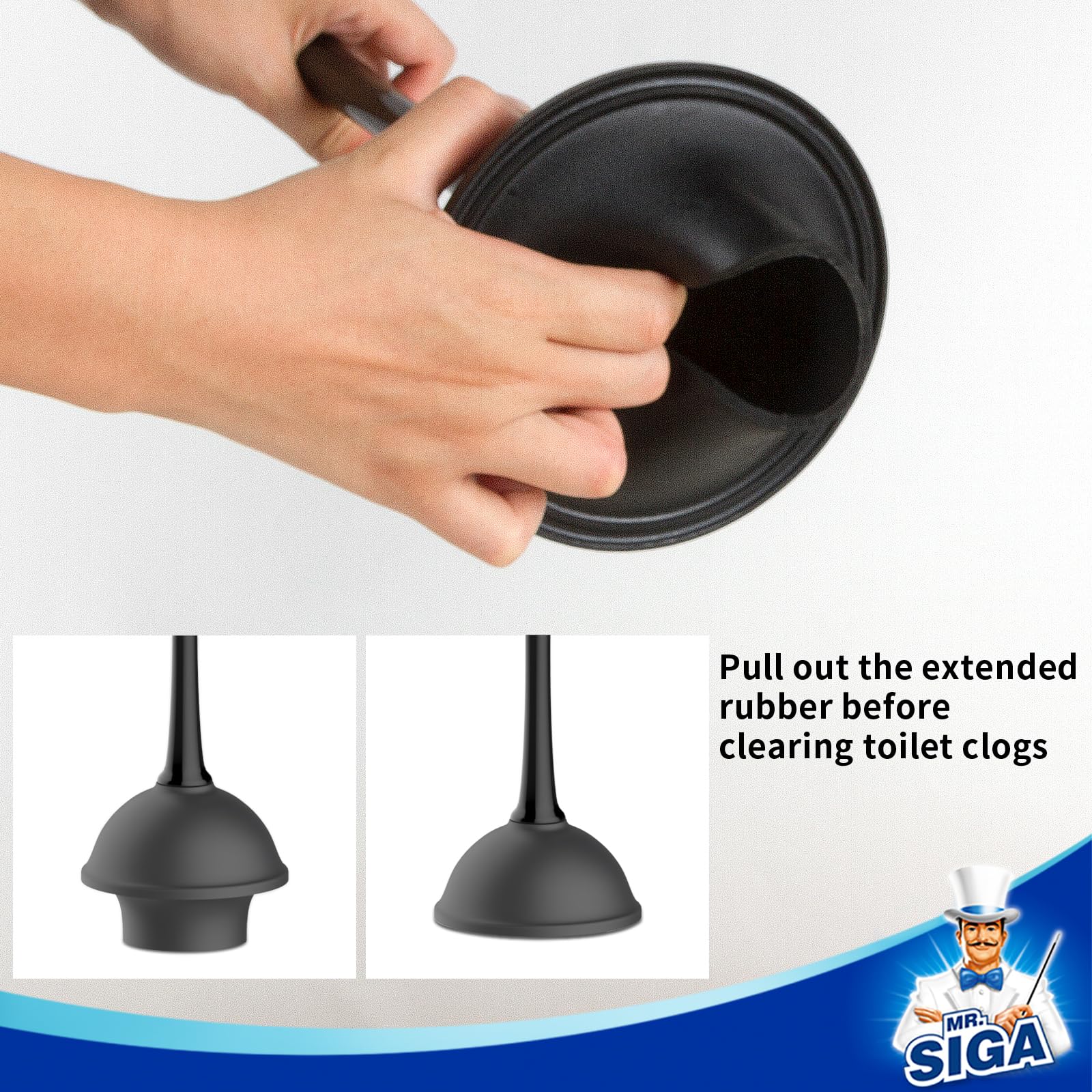 MR.SIGA Toilet Plunger and Bowl Brush Combo for Bathroom Cleaning - MR.SIGA Official Product View 5